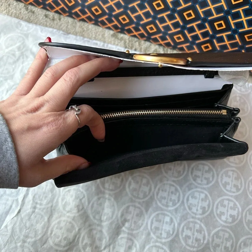 Tory Burch Miller Wallet Crossbody Bag Black Gold
